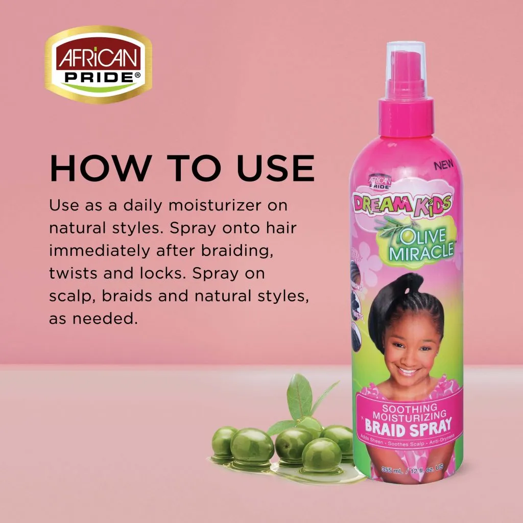 African Pride Dream Kids Olive Miracle Soothing Moisturizing Braid Spray 355ml