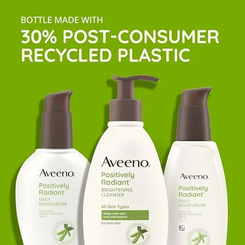 Aveeno Positively Radiant Daily Face Moisturizer with SPF 15 Sunscreen, Hydrating Facial Moisturizer with Soy Extract to Improve Skin Tone and Texture, Hypoallergenic Formula, Oil-Free, 4 FL OZ
