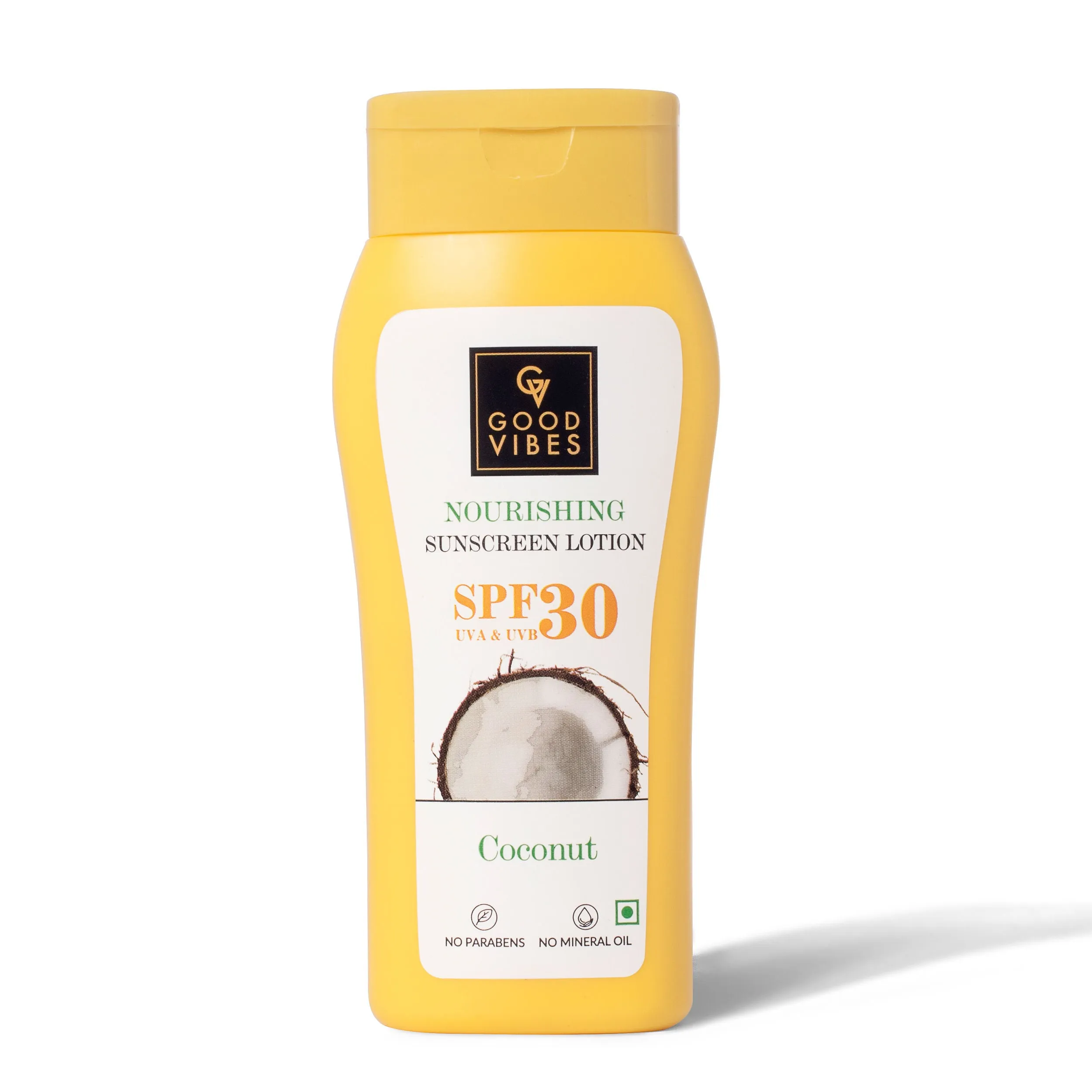 Good Vibes Coconut Nourishing Sunscreen Lotion SPF 30 | With Lime & Rosemary Leaf Oil | Soothing, De-Tanning | Vegan, No Parabens, No Mineral Oil, No Silicones, No Animal Testing (110 ml)