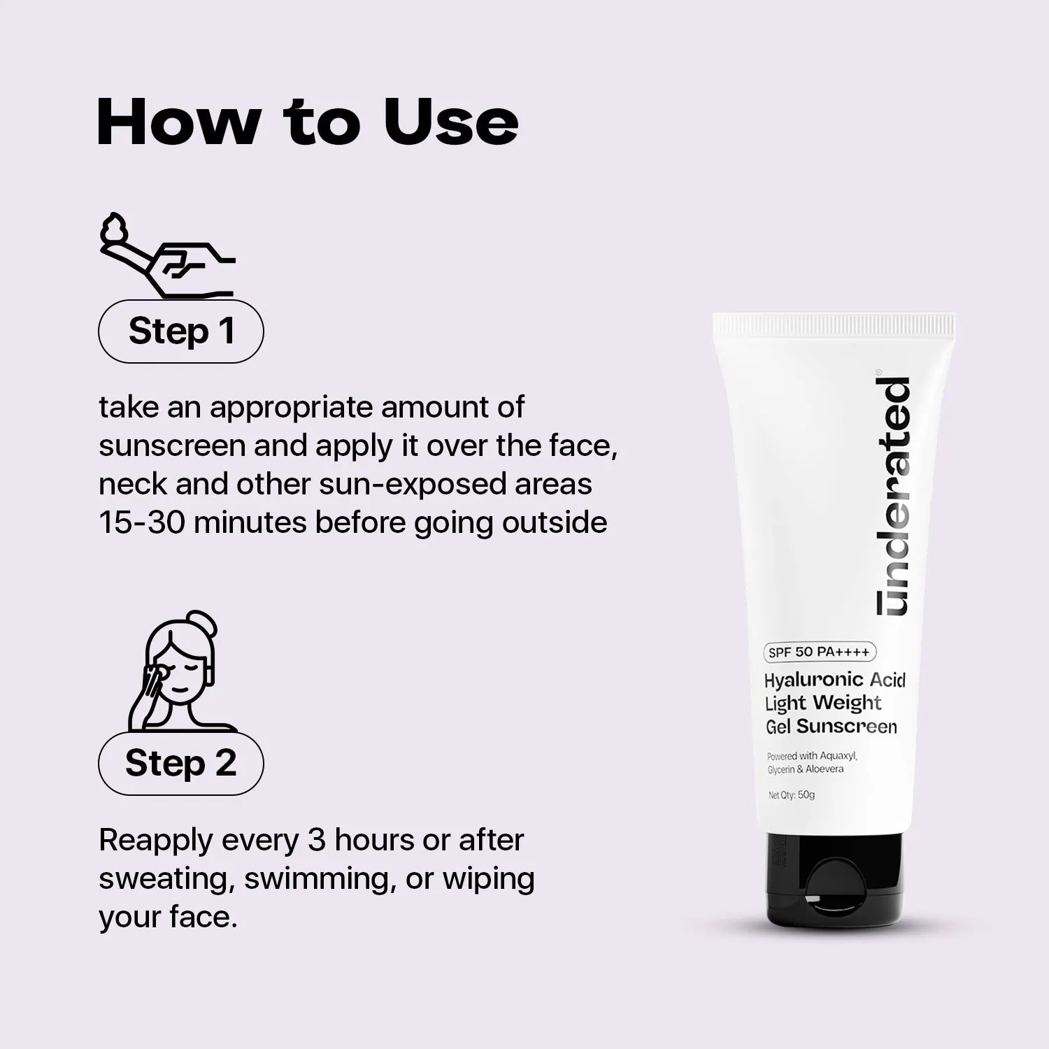 Hyaluronic Acid Lightweight Gel Sunscreen SPF 50 PA     - 50g | Non-Greasy & Hydrating