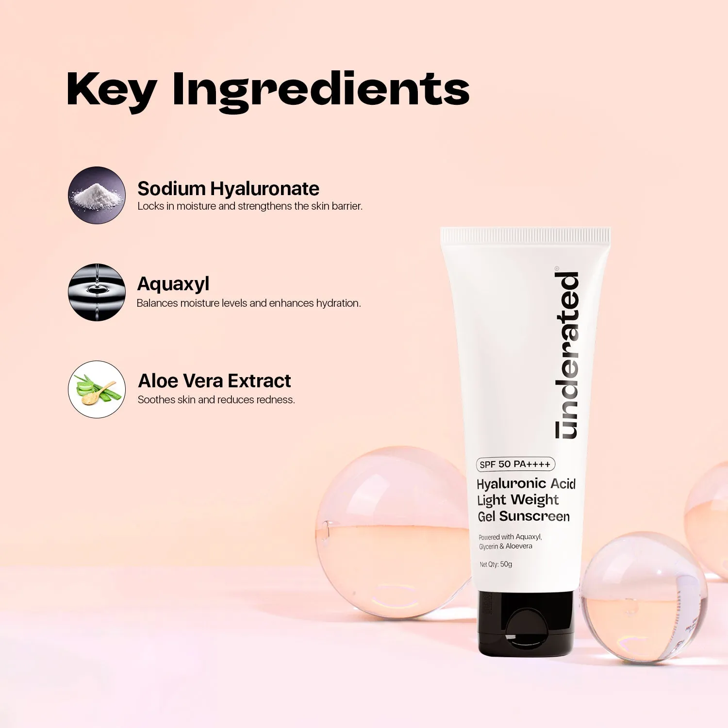 Hyaluronic Acid Lightweight Gel Sunscreen SPF 50 PA     - 50g | Non-Greasy & Hydrating