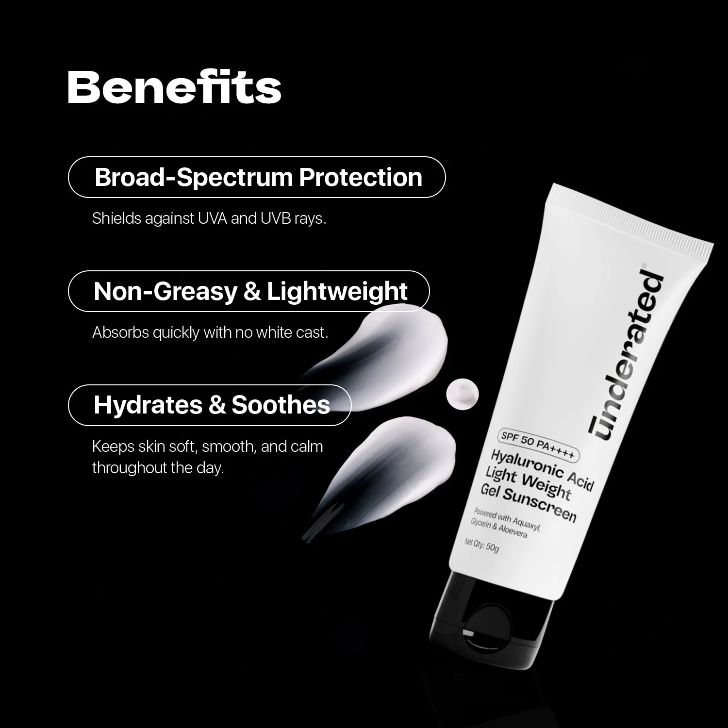 Hyaluronic Acid Lightweight Gel Sunscreen SPF 50 PA     - 50g | Non-Greasy & Hydrating