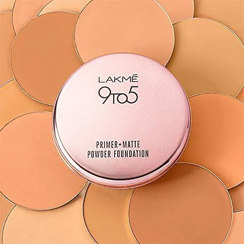 Lakme 9 to 5 Primer with Matte Powder Foundation Compact, Silky Golden, 9g