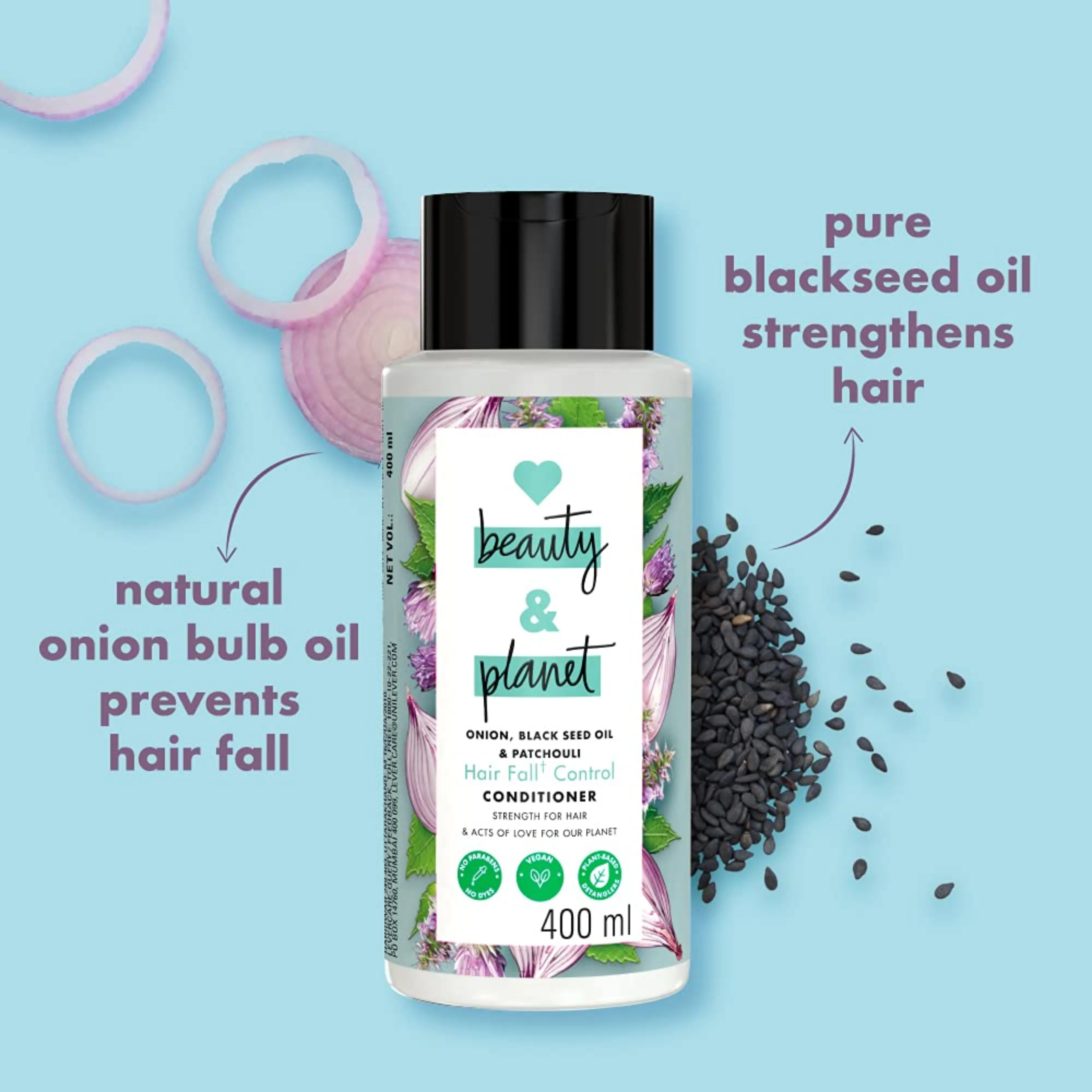 LOVE BEAUTY AND PLANET-ONION, BLACK SEED & PATCHOULI HAIRFALL CONTROL SULFATE FREE CONDITIONER - 200ML