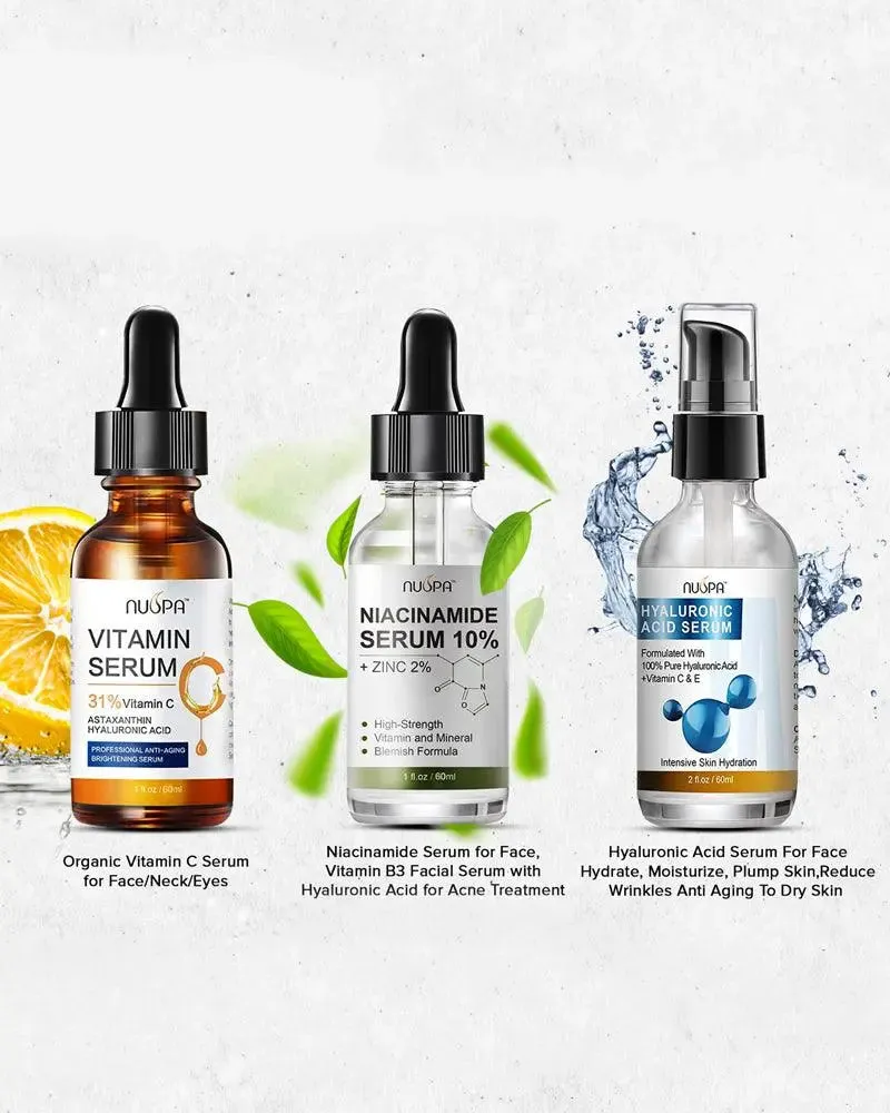 Nuspa Niacinamide Serum 10%  for Circles Age Spots Pore Cleanser Acne Scars Sun Damage Corrector Plump Skin Organic Anti Aging Serum
