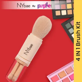 NY Bae On The Move Brush Kit | Foundation Brush | Highlighter Brush | Eyeshadow Brush| Lipstick Brush | Makeup Brush Set | Blush Brush | Powder Brush | Eye Makeup Brush | Set of 4