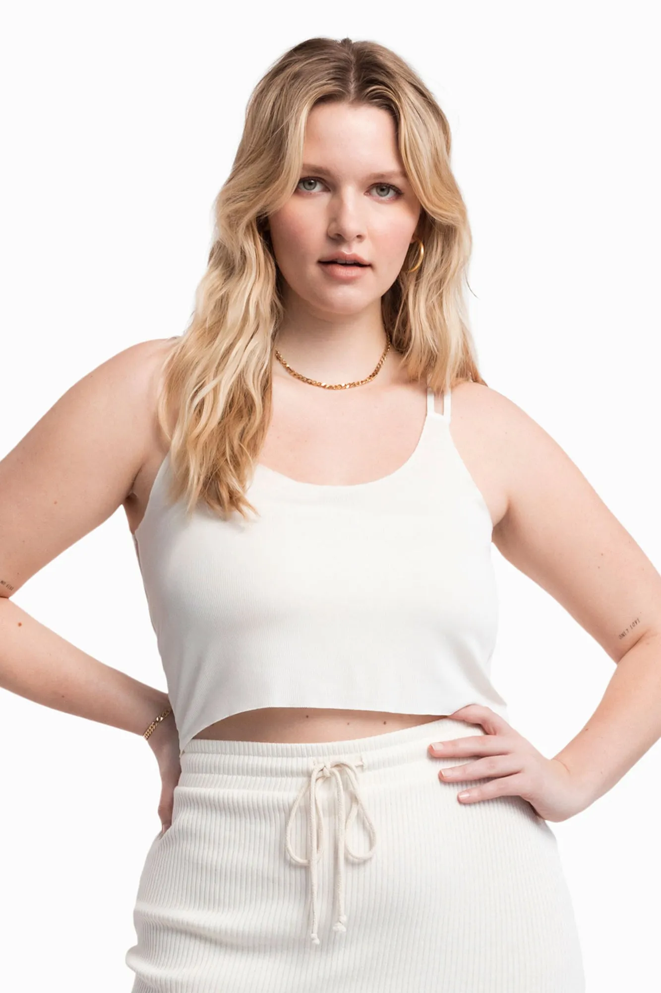 The Foundation Cami: Bralette - Slim Rib Cupro - Salt