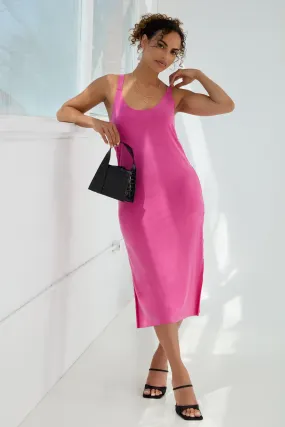 The Foundation Cami: Midi Dress - Flow Cupro - Fuchsia
