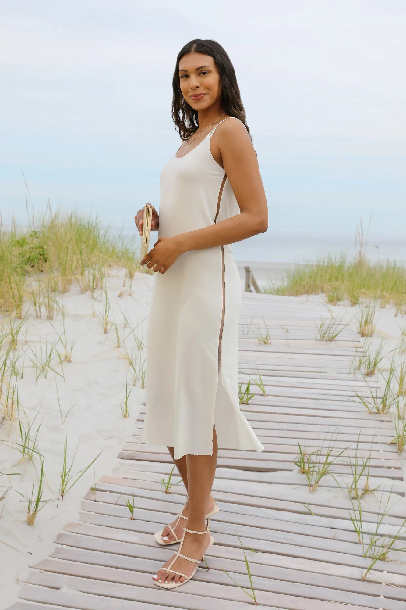 The Foundation Cami: Midi Dress - Flow Cupro - Salt