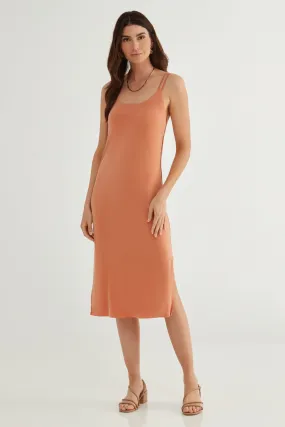 The Foundation Cami: Midi Dress - Flow Cupro - Terracotta