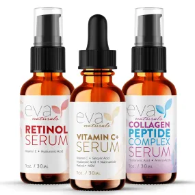 Trifecta Best Seller Bundle - Vitamin C  Serum, Peptide Serum, and Retinol Serum