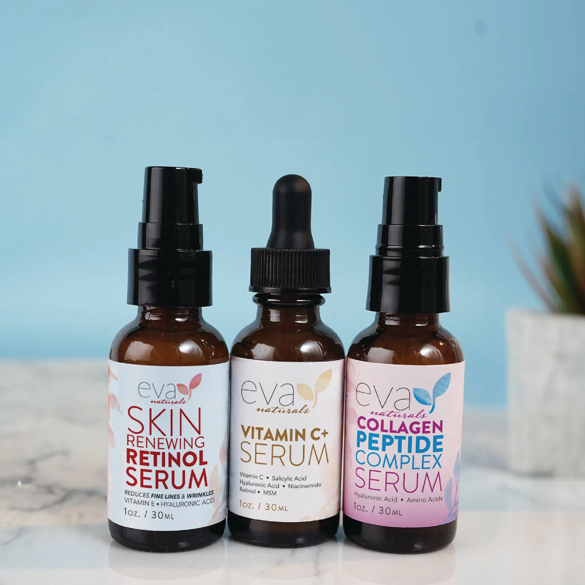 Trifecta Best Seller Bundle - Vitamin C  Serum, Peptide Serum, and Retinol Serum