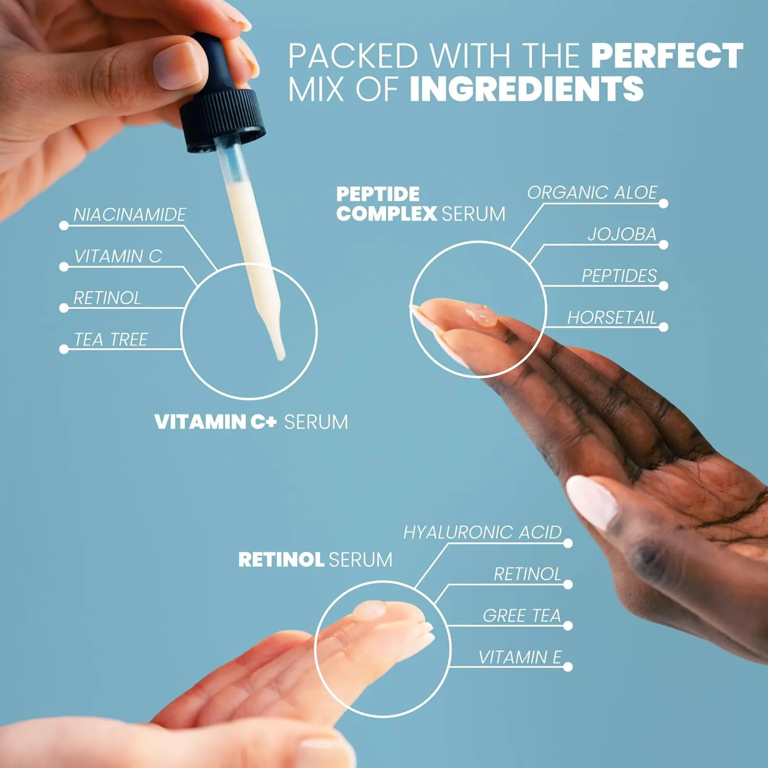 Trifecta Best Seller Bundle - Vitamin C  Serum, Peptide Serum, and Retinol Serum