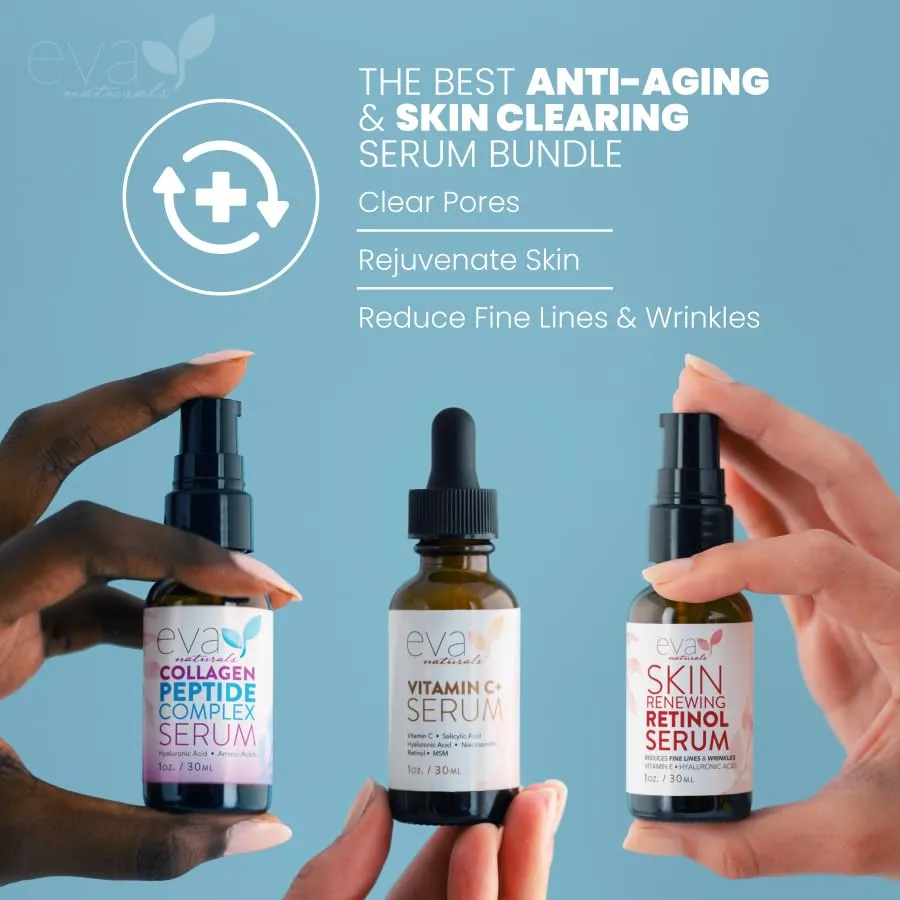 Trifecta Best Seller Bundle - Vitamin C  Serum, Peptide Serum, and Retinol Serum