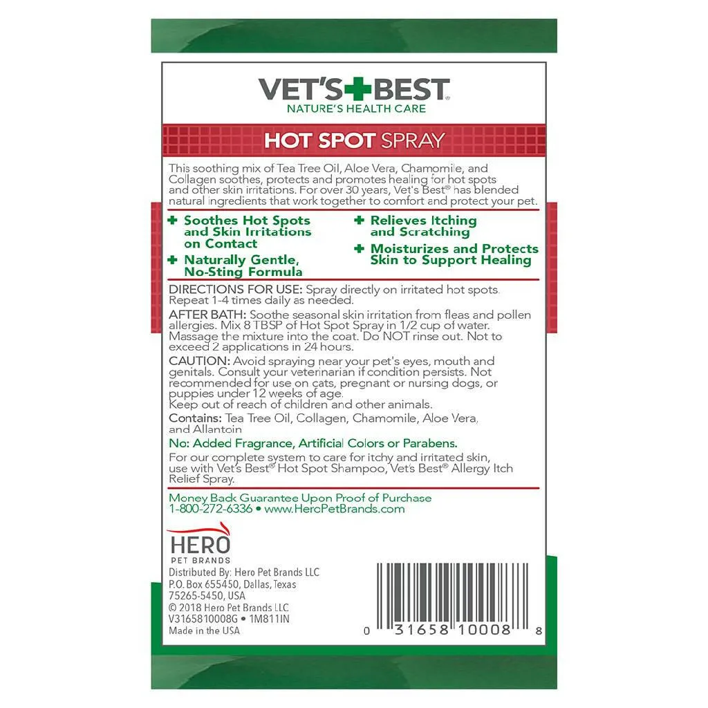 Vet's Best Hot Spot Itch Relief Spray For Dogs